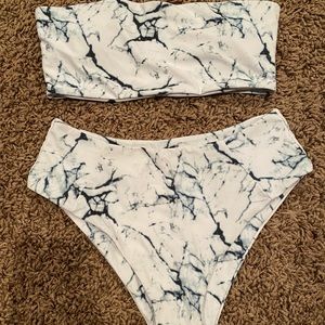 SHEIN - Marble Pattern Bandeau Bikini Swimsuit - New With Tags